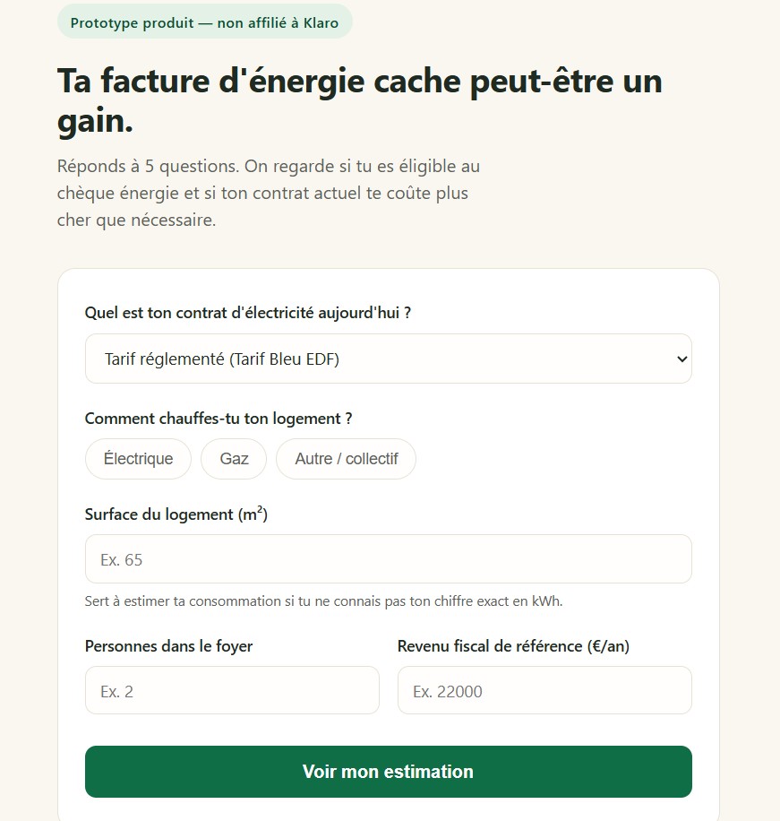 Klaro Energie Estimateur
